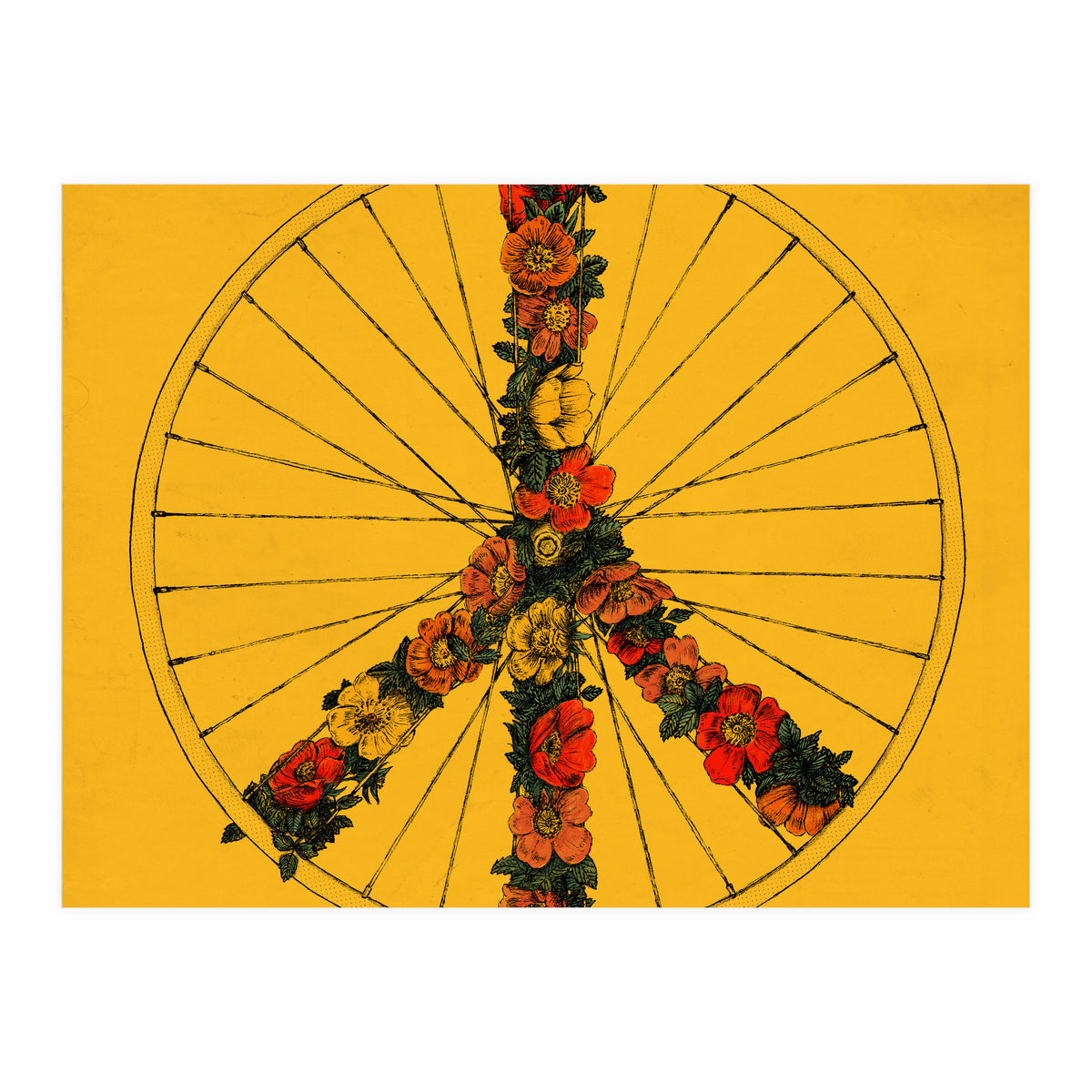 Peace And Bike Yellow (Print Only)