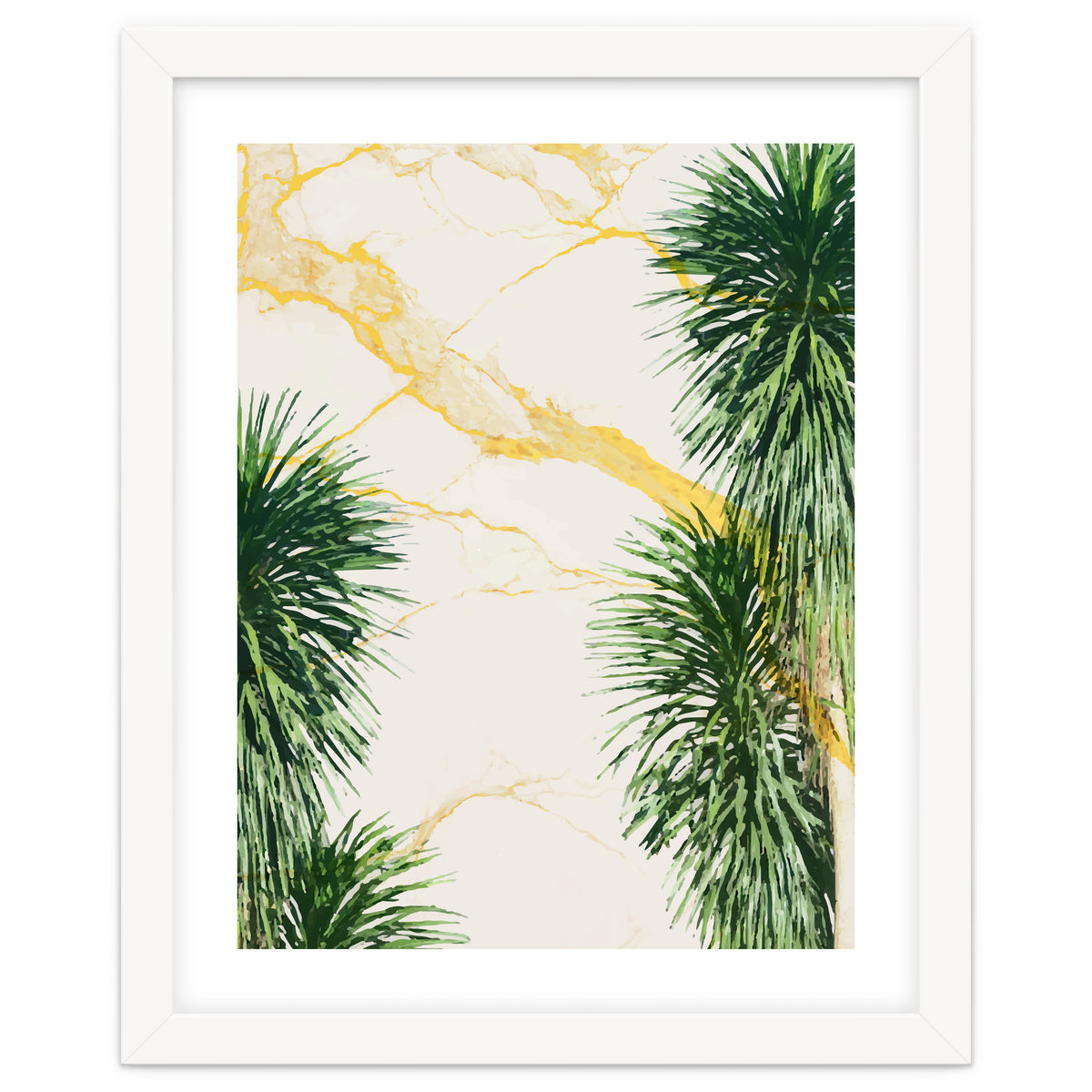 Gold marble texture with palm tree
