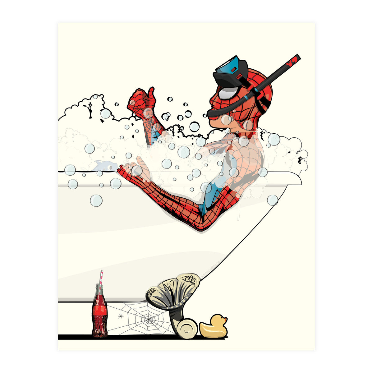 Spiderman in the Bath, funny Bathroom Humour (Print Only)