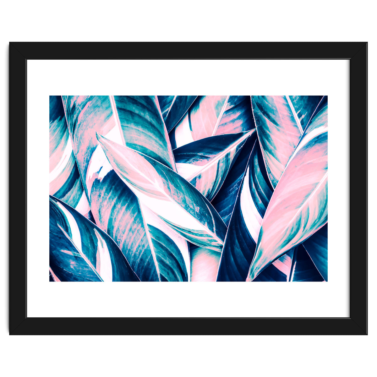 Botanical leaf pink and blue