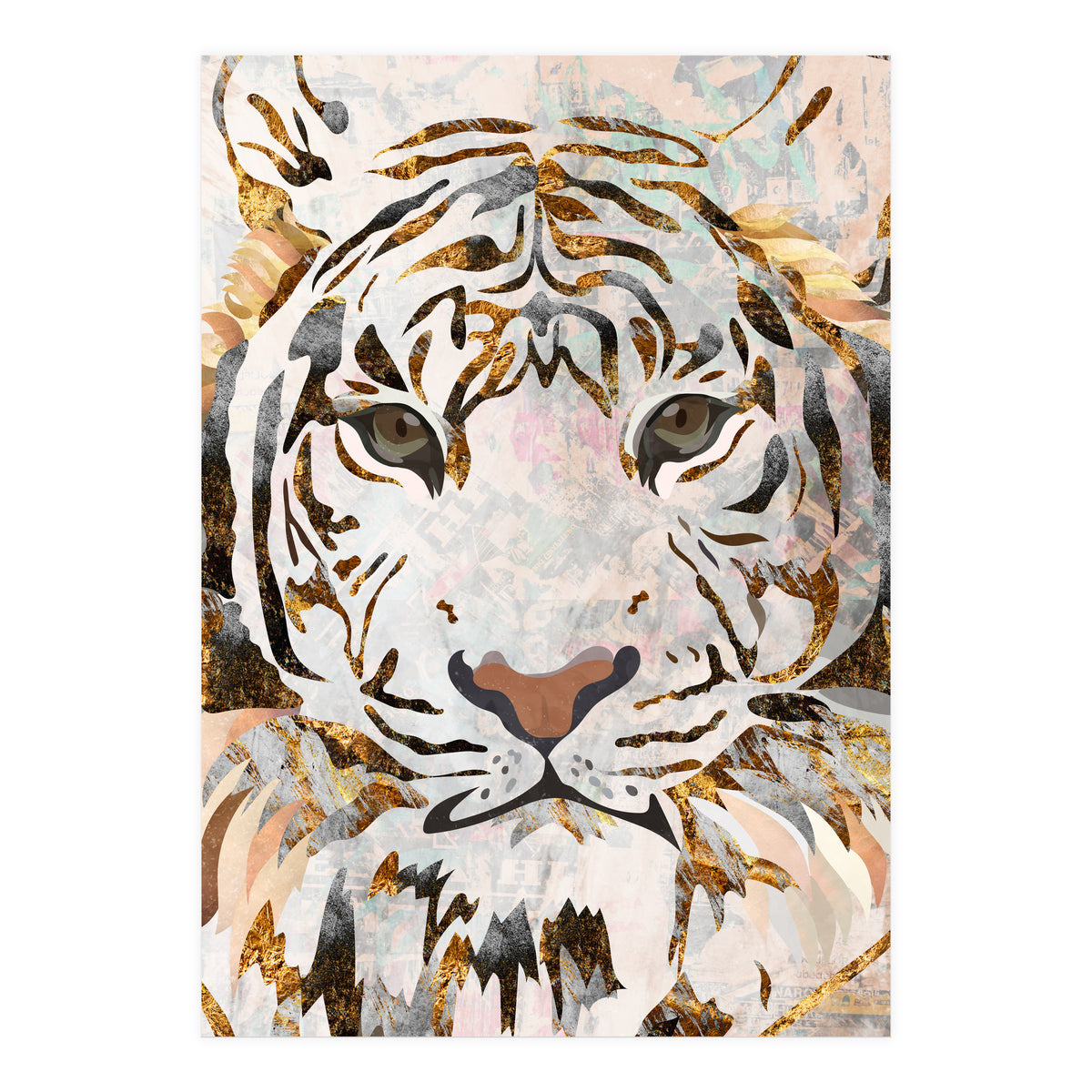 Grungy Tiger Gold and White (Print Only)