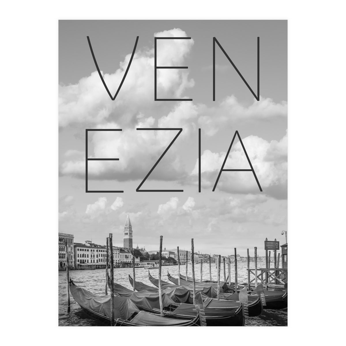 VENICE Grand Canal and St Mark's Campanile | Text & Skyline (Print Only)