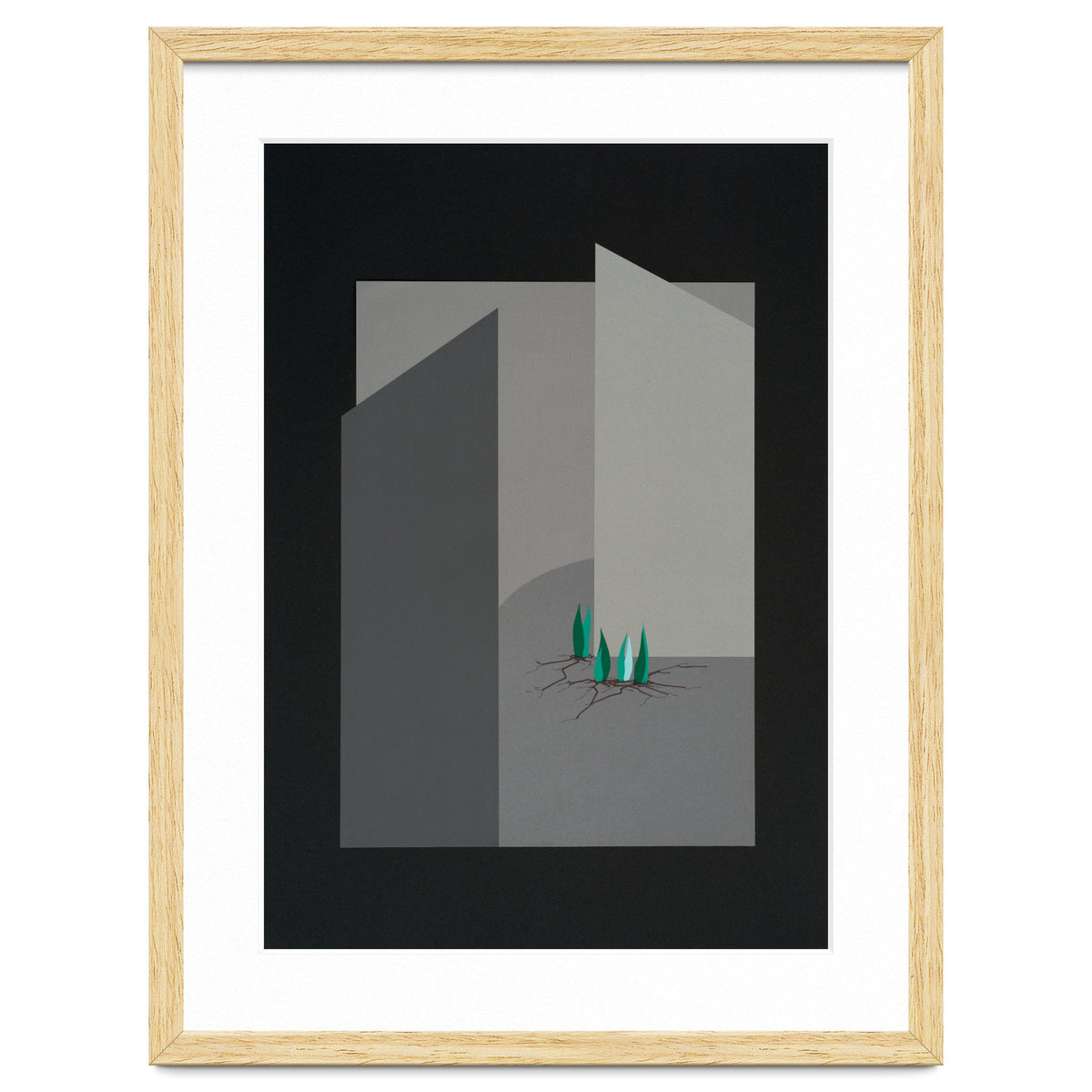 Small sprouts in concrete landscape.