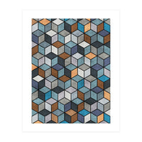 Colorful Concrete Cubes - Blue, Grey, Brown (Print Only)