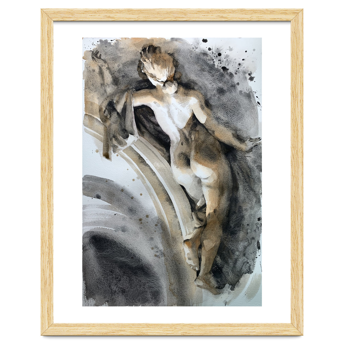 Antique sculpture of a naked girl from behind