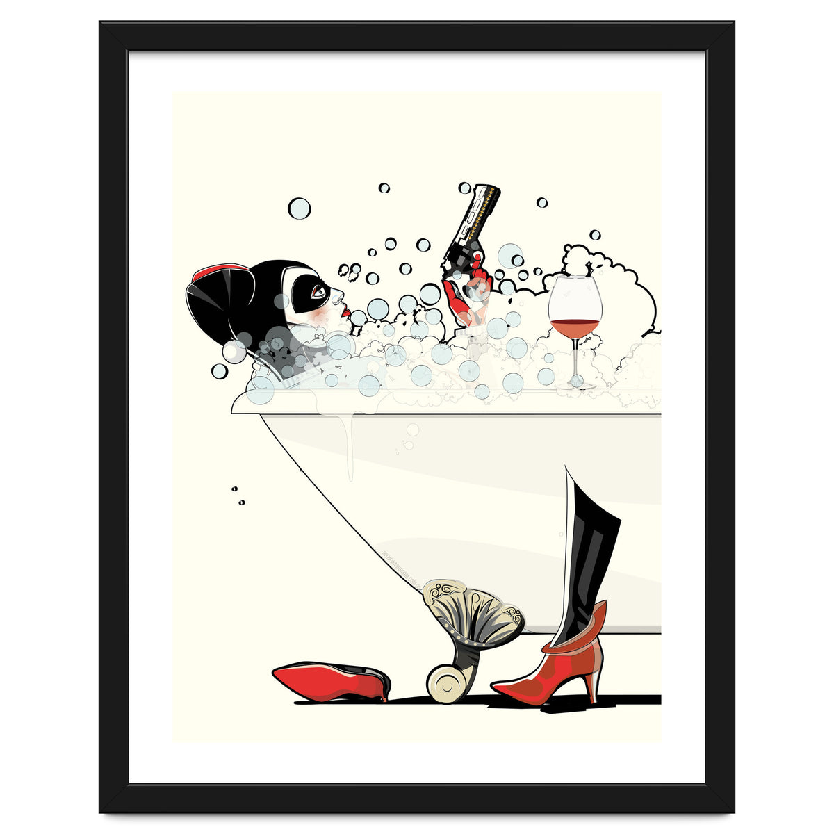 Harley Quinn in the Bath, funny Bathroom Humour