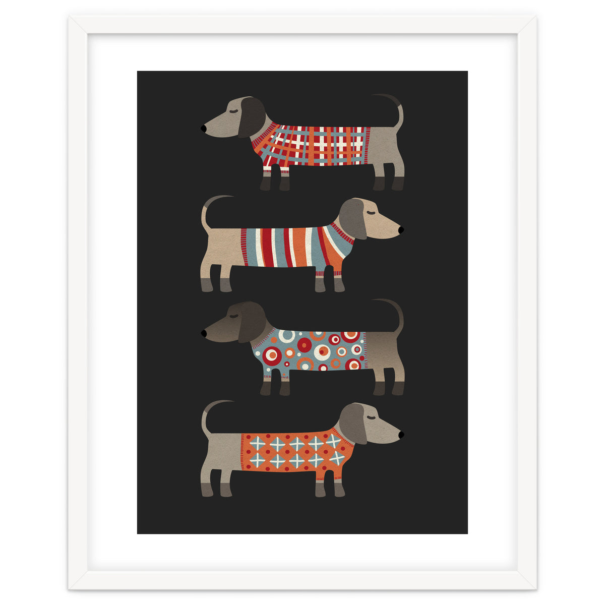 Sausage Dogs In Sweaters Dark