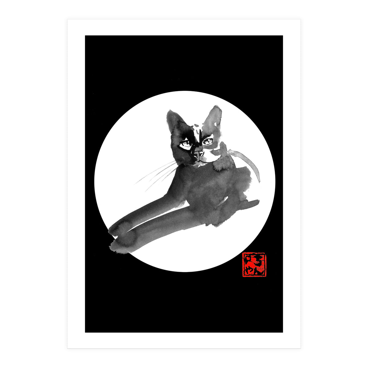 Laying Cat in white (Print Only)