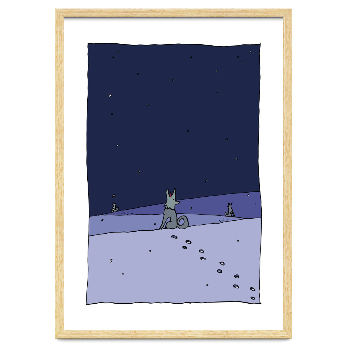 Dogs in Winter Night