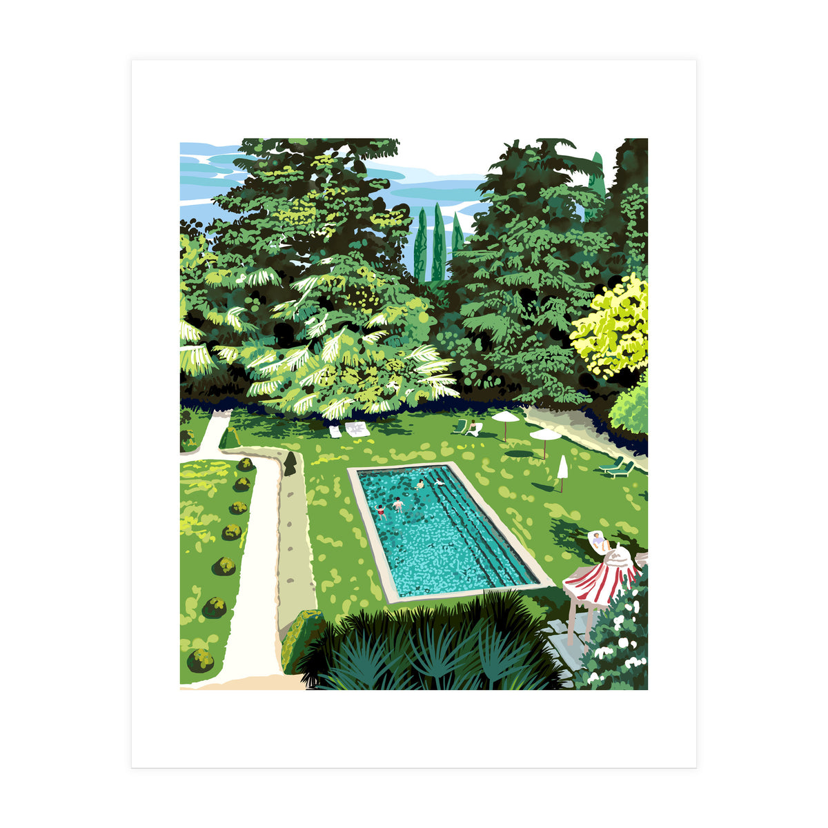 Life's Better Poolside | Vacation Travel Holiday Resort Swim | Architecture Summer Landscape (Print Only)