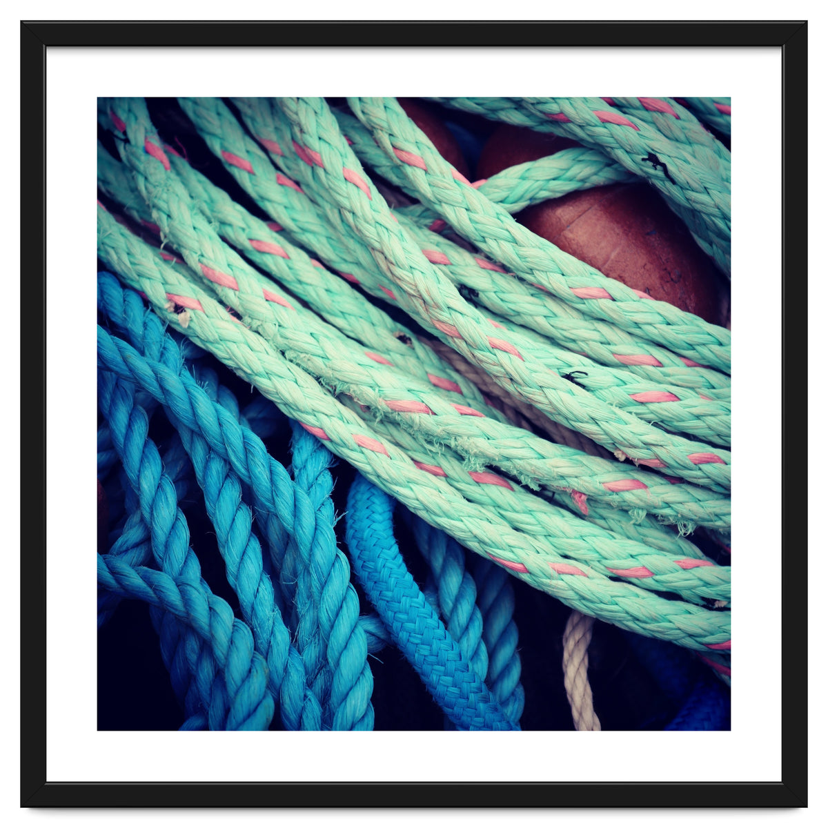 fishing ropes: blue and green