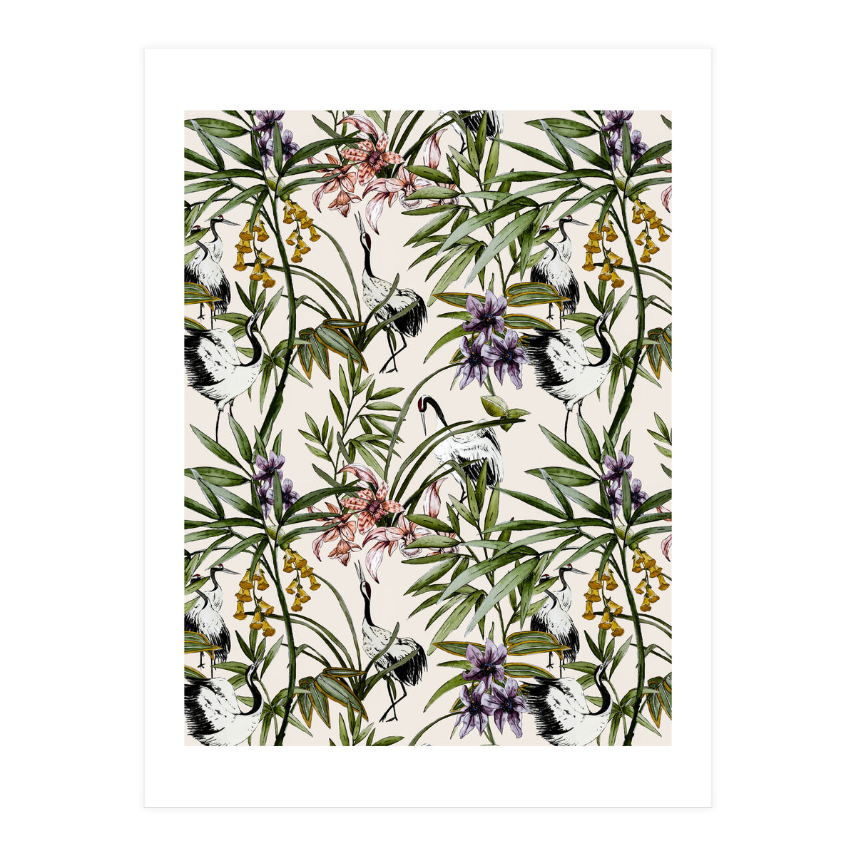 Asian crane pattern - 02 (Print Only)