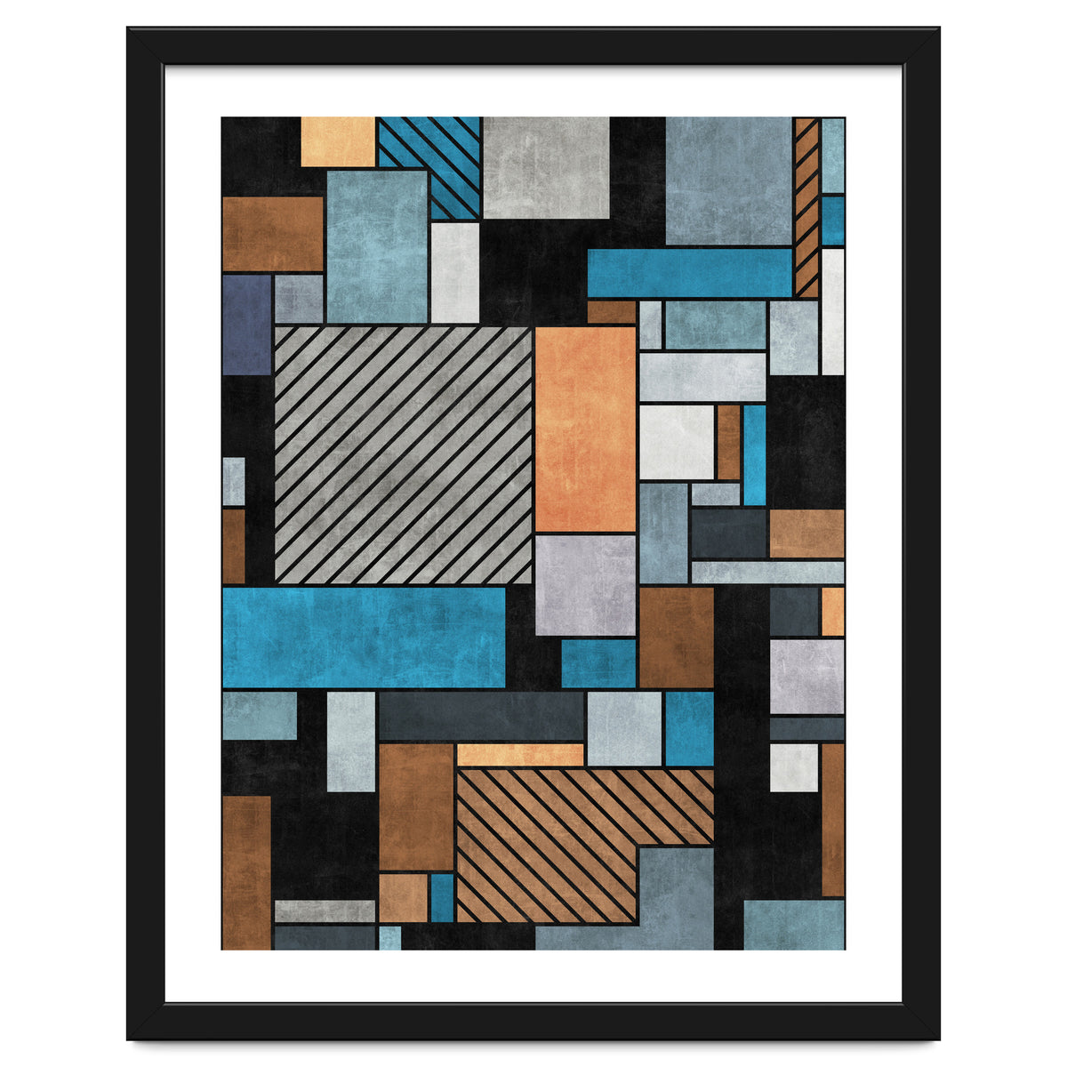 Random Concrete Pattern - Blue, Grey, Brown