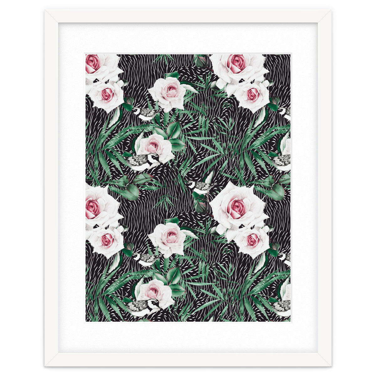 Dark flowery abstract of birds