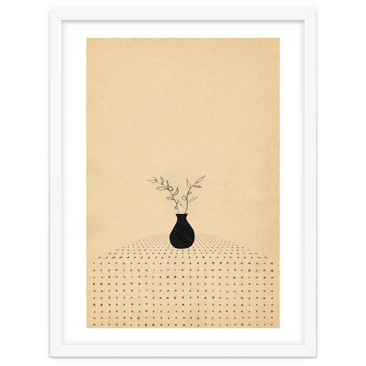 Abstract still life, vase and plants