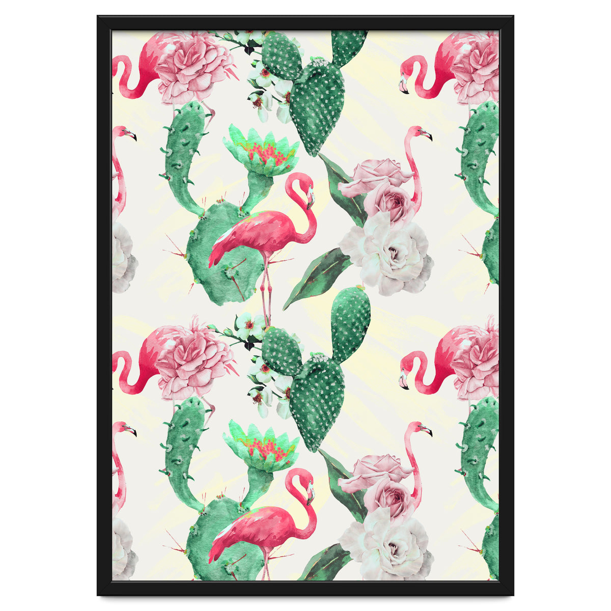 Flamingos, geometric and flowers