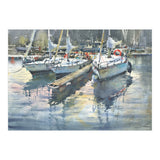 Yachts in the port. Watercolor painting (Print Only) thumbnail