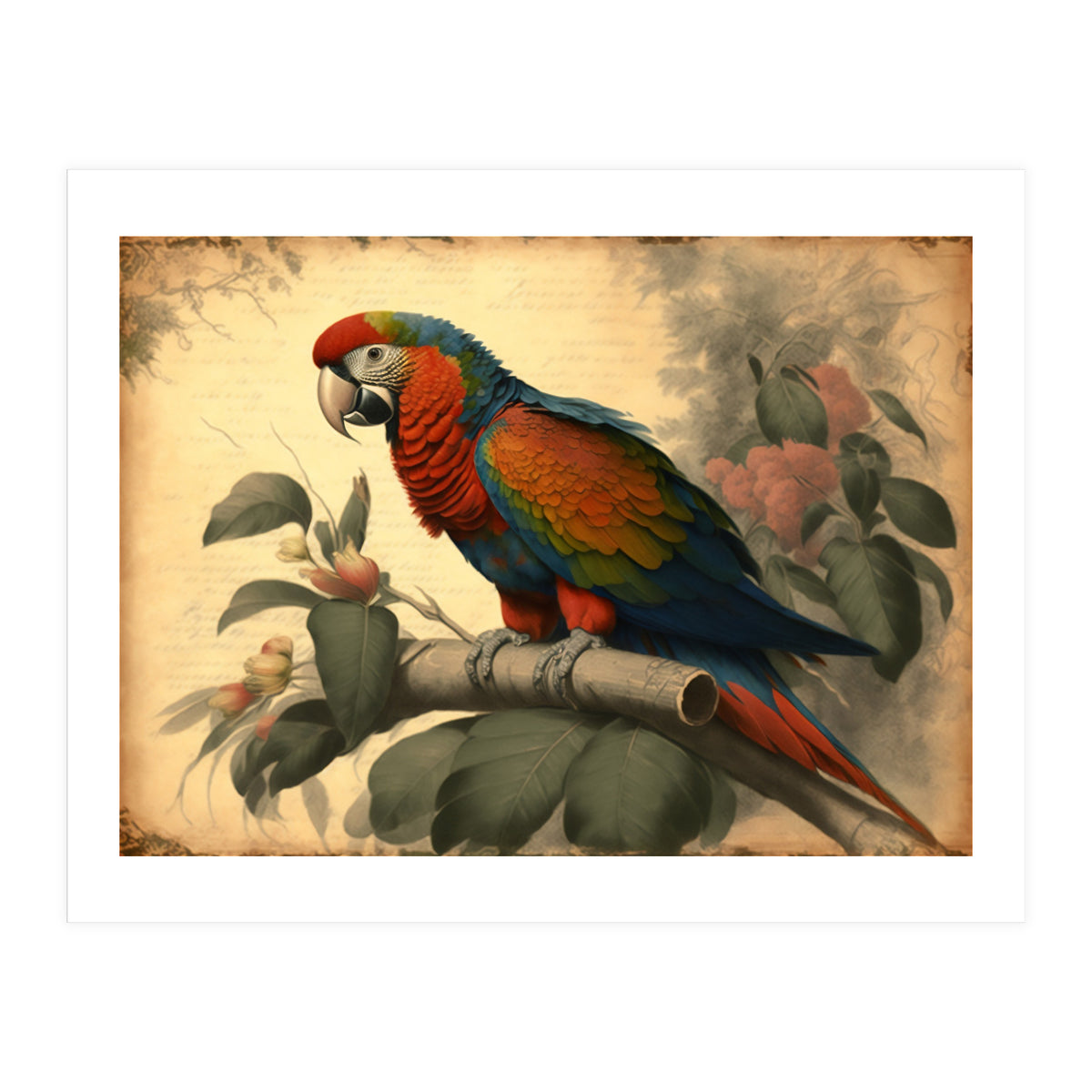 Parrot Vintage Painting (Print Only)