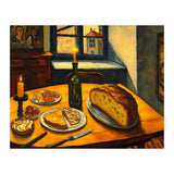 Table Setting of Bread and Cheese Oil Painting (Print Only) thumbnail