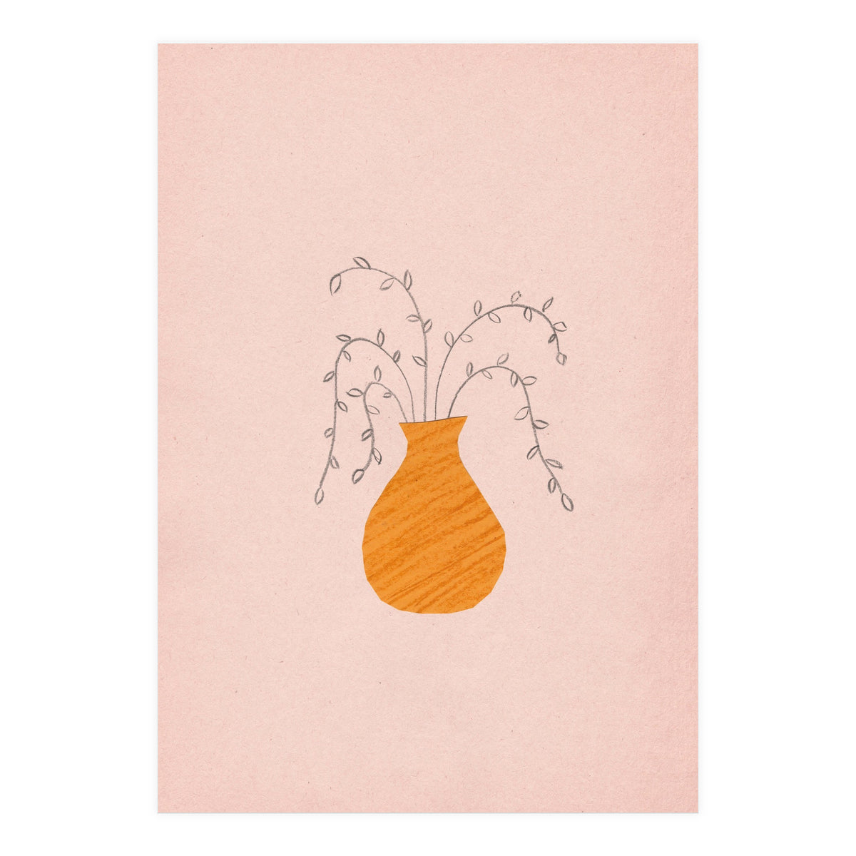 Pink and orange vase and plants (Print Only)