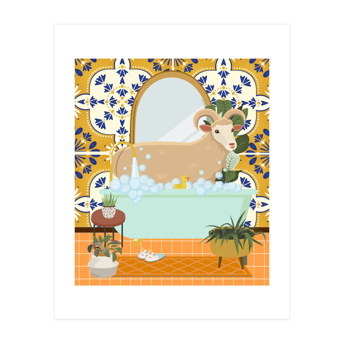 Ram Bathing in Moroccan Style Bathroom (Print Only)