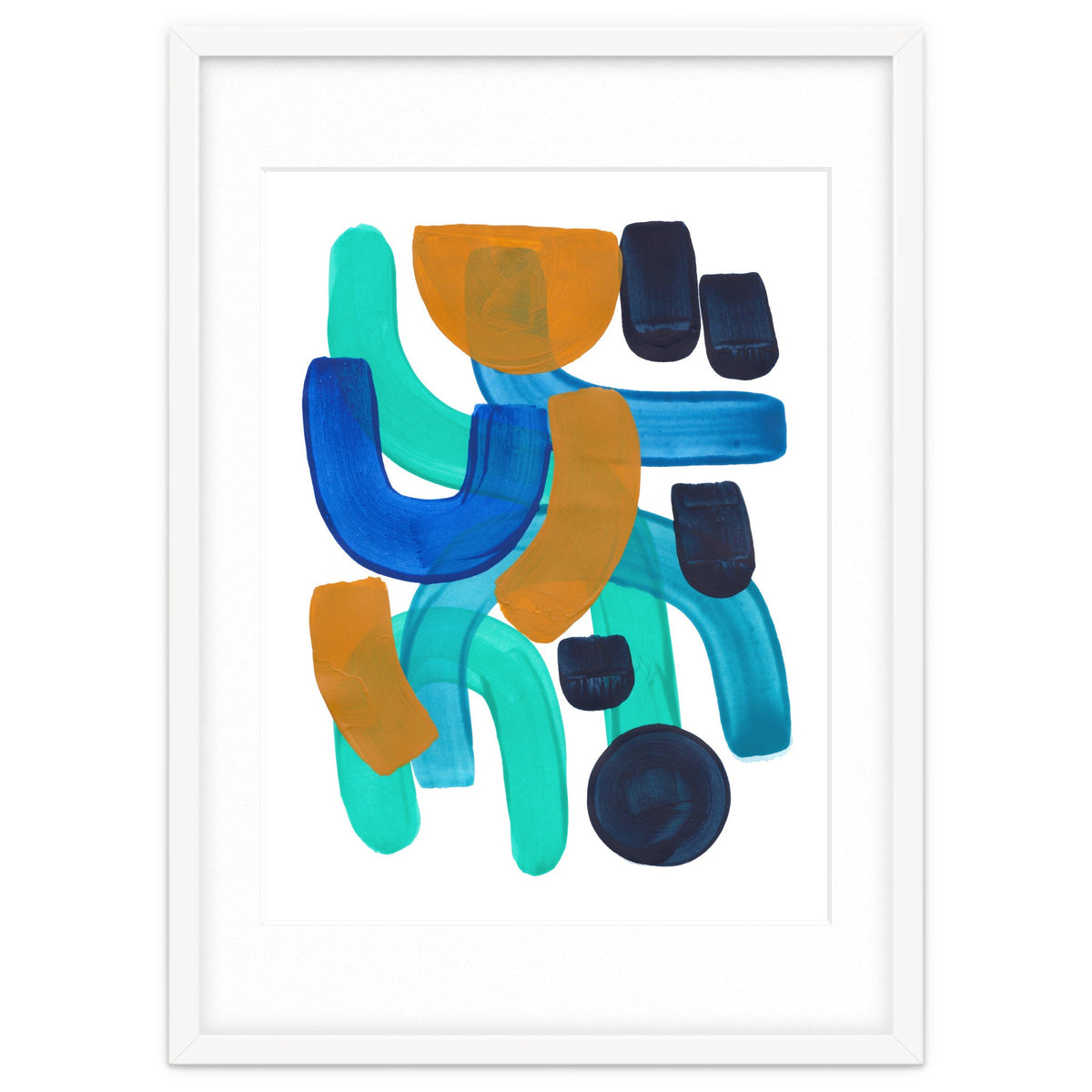 Fun Colorful Blue Turquoise Shape Yellow Accent