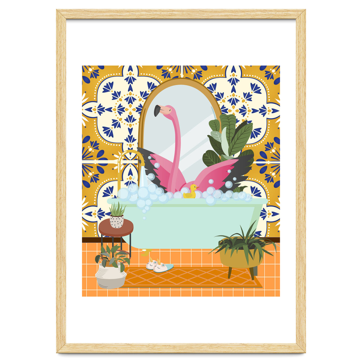 Flamingo Bathing in Moroccan Style Bathroom