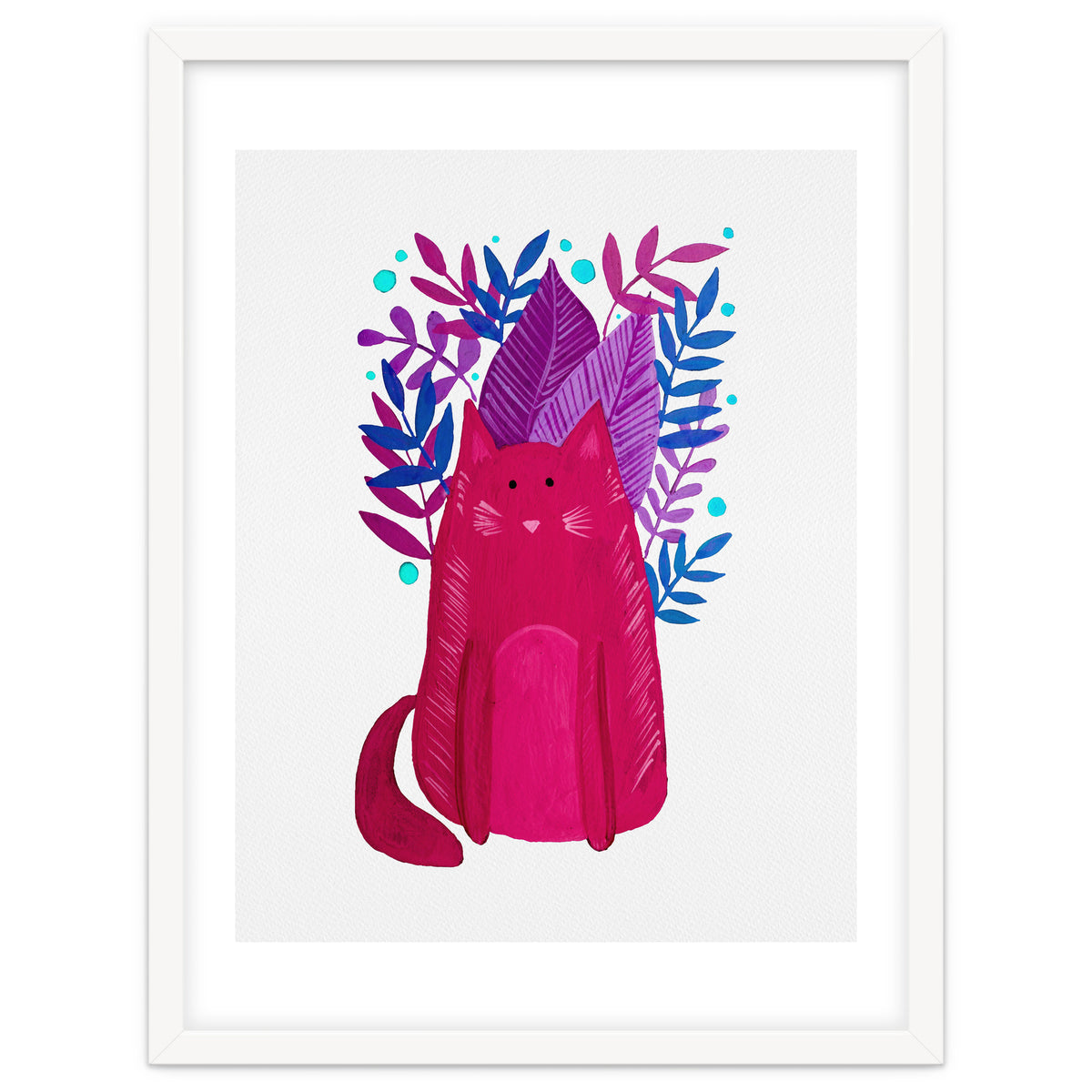 Cute magenta cat with branches