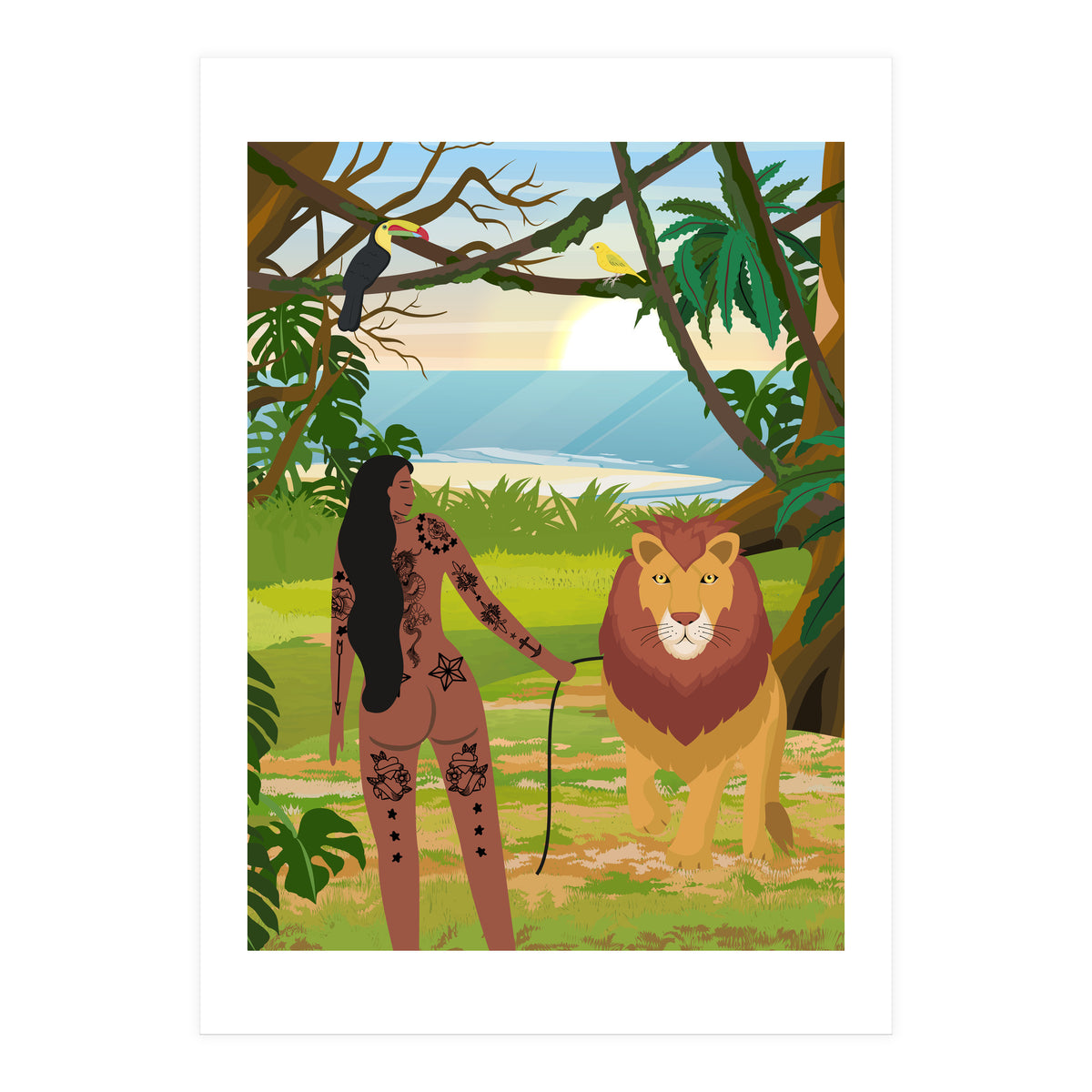 Boho Girl with Lion (Print Only)