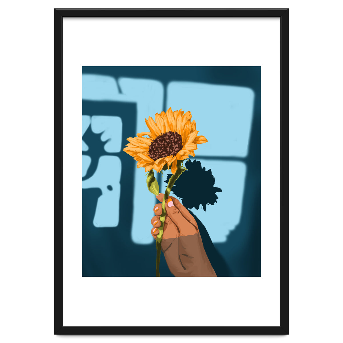 Sunflower Still Life | Flower Hand Painting | Sunny Day Shadow Hope Optimism Positivity Good Vibes