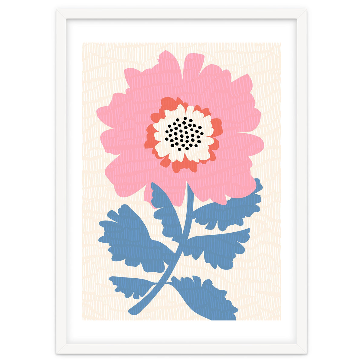 Pink Modern Folk Art Flower