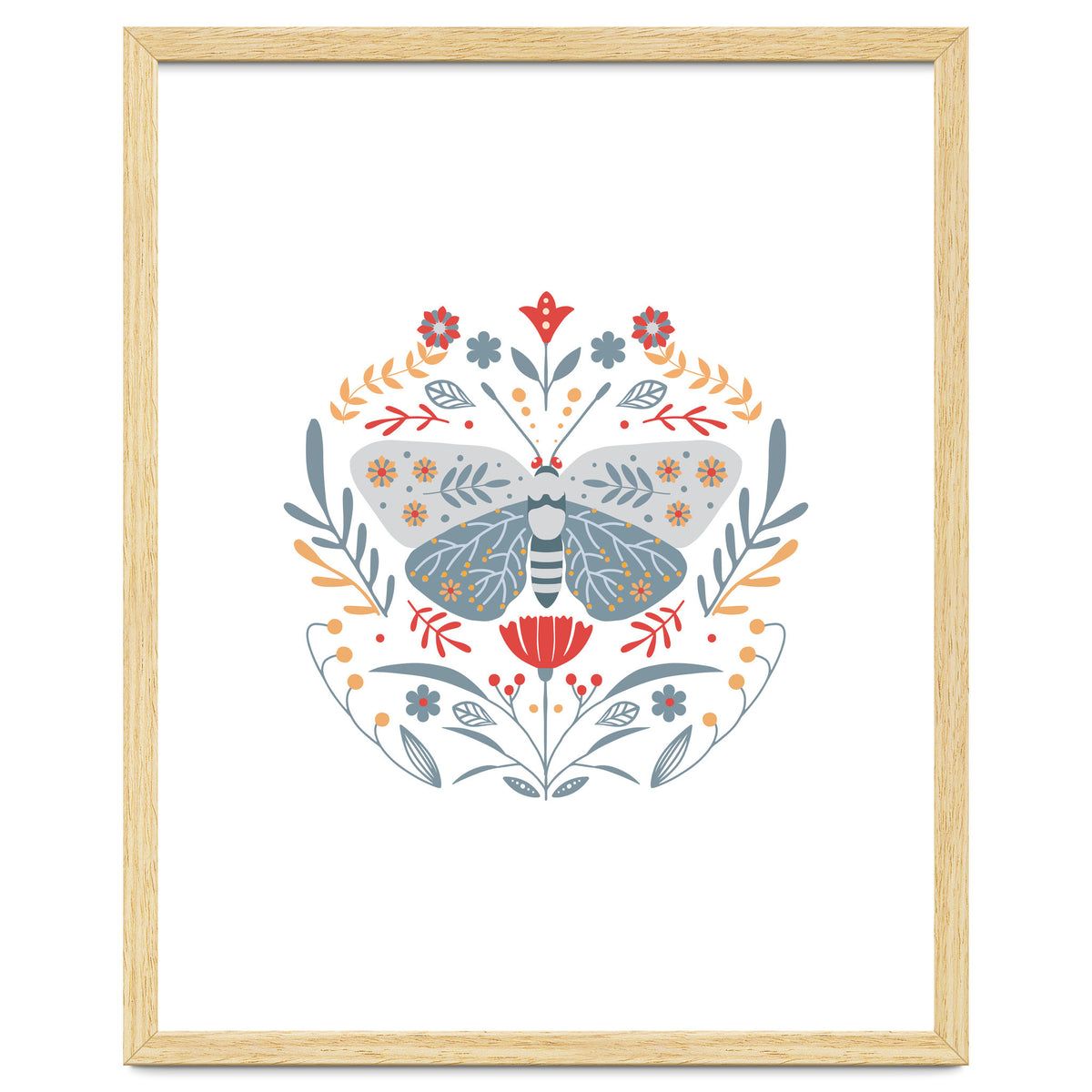 Scandinavian Folk Art: Butterfly & Flowers