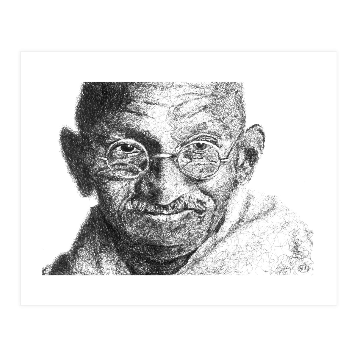 Mahatma Gandhi Scribble Style Portrait (Print Only)
