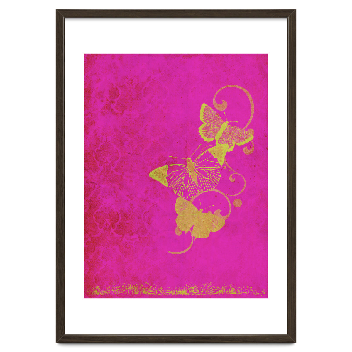 Yellow Butterflies on Pink