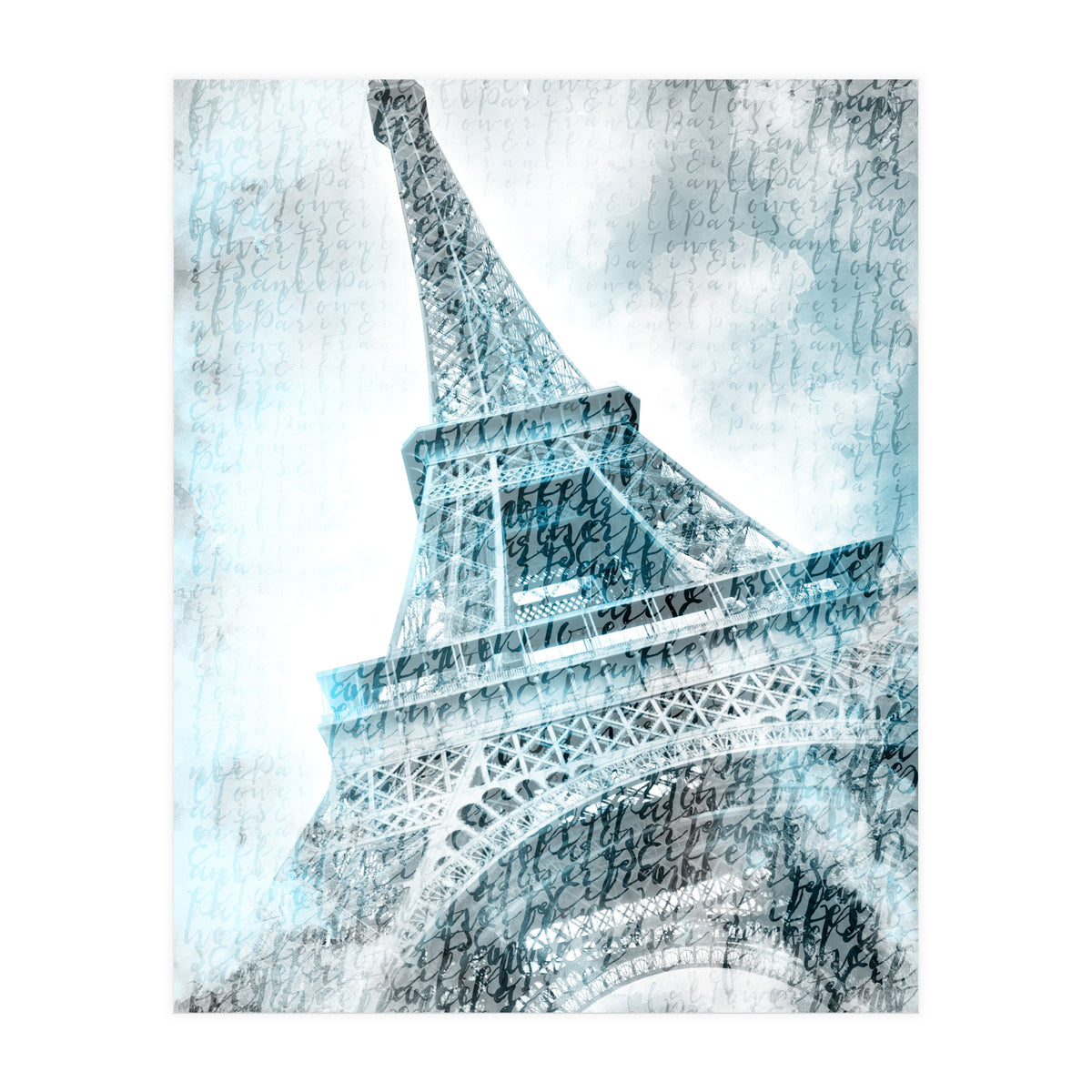 PARIS Watercolor Eiffel Tower | turquoise (Print Only)