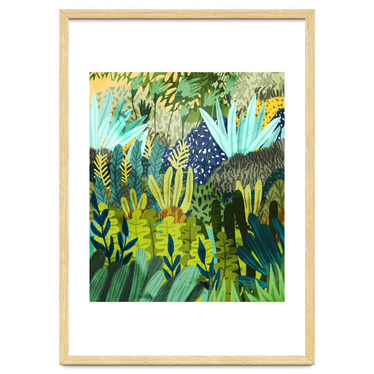 Wild Jungle Painting, Forest Dark Botanical Nature, Plants Tropical Eclectic Modern Illustration