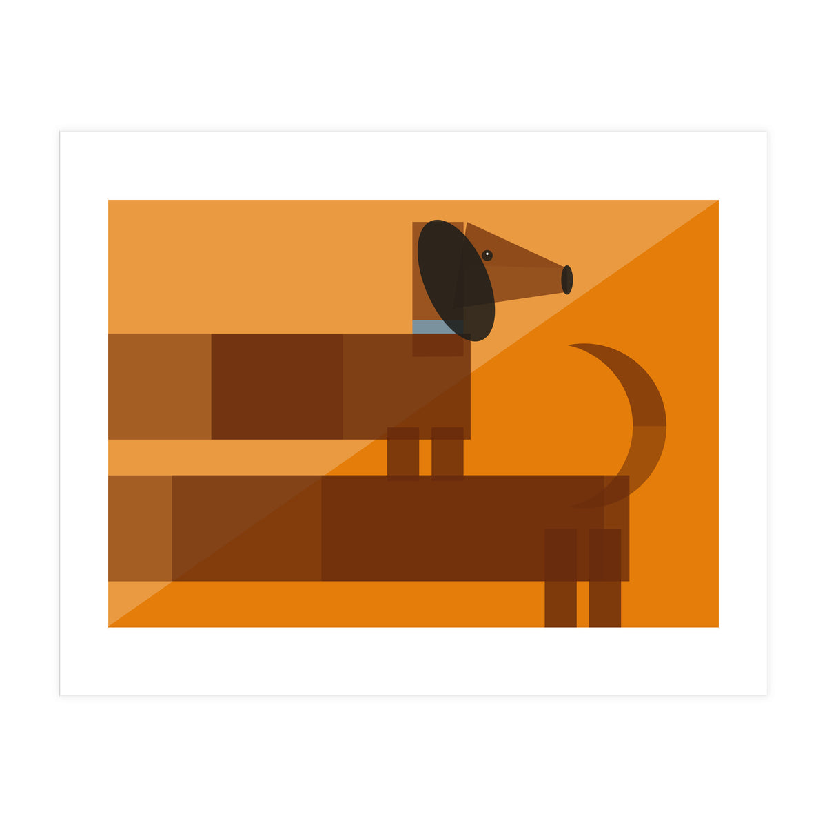 Mid Century Geometric Sausage Dog Dachshund (Print Only)