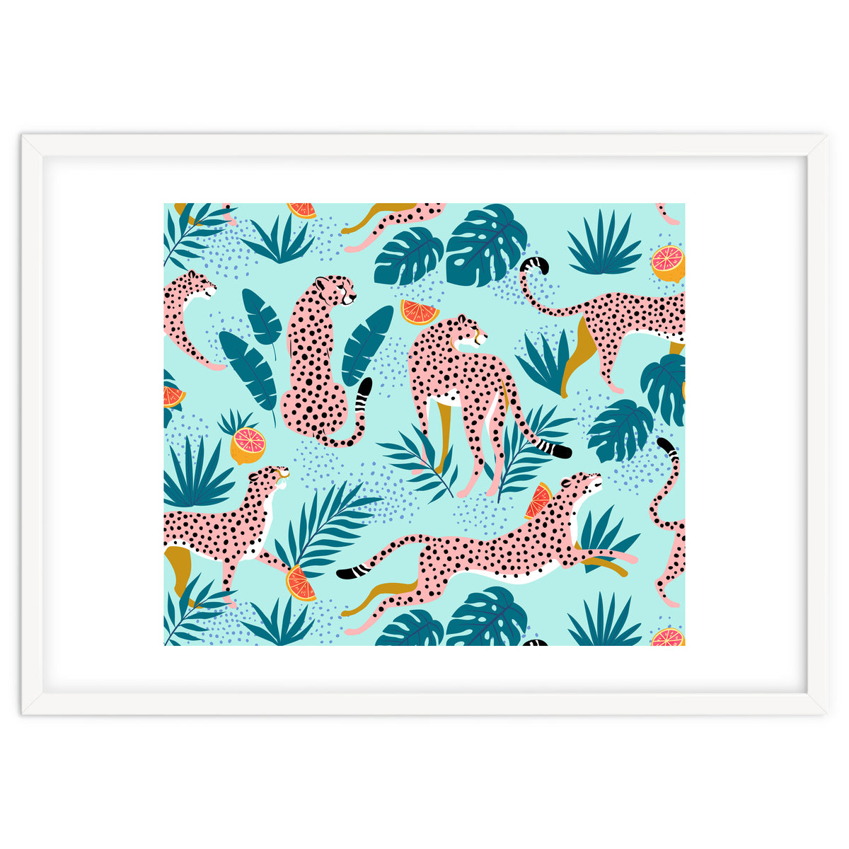 Cheetahs In The Grapefruit Grove, Tropical Jungle bohemian Wildlife, Tiger Wild Cat Nature Forest