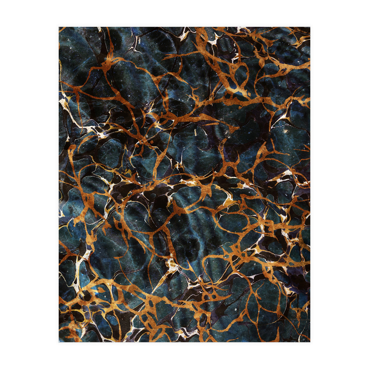 Ocean & Gold Marble (Print Only)