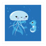 Best Friends Kawaii Jellyfish And Seahorse (Print Only) thumbnail