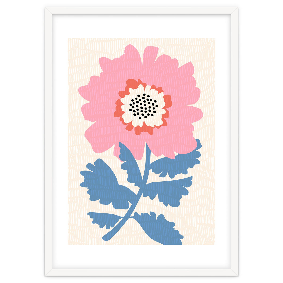 Pink Modern Folk Art Flower