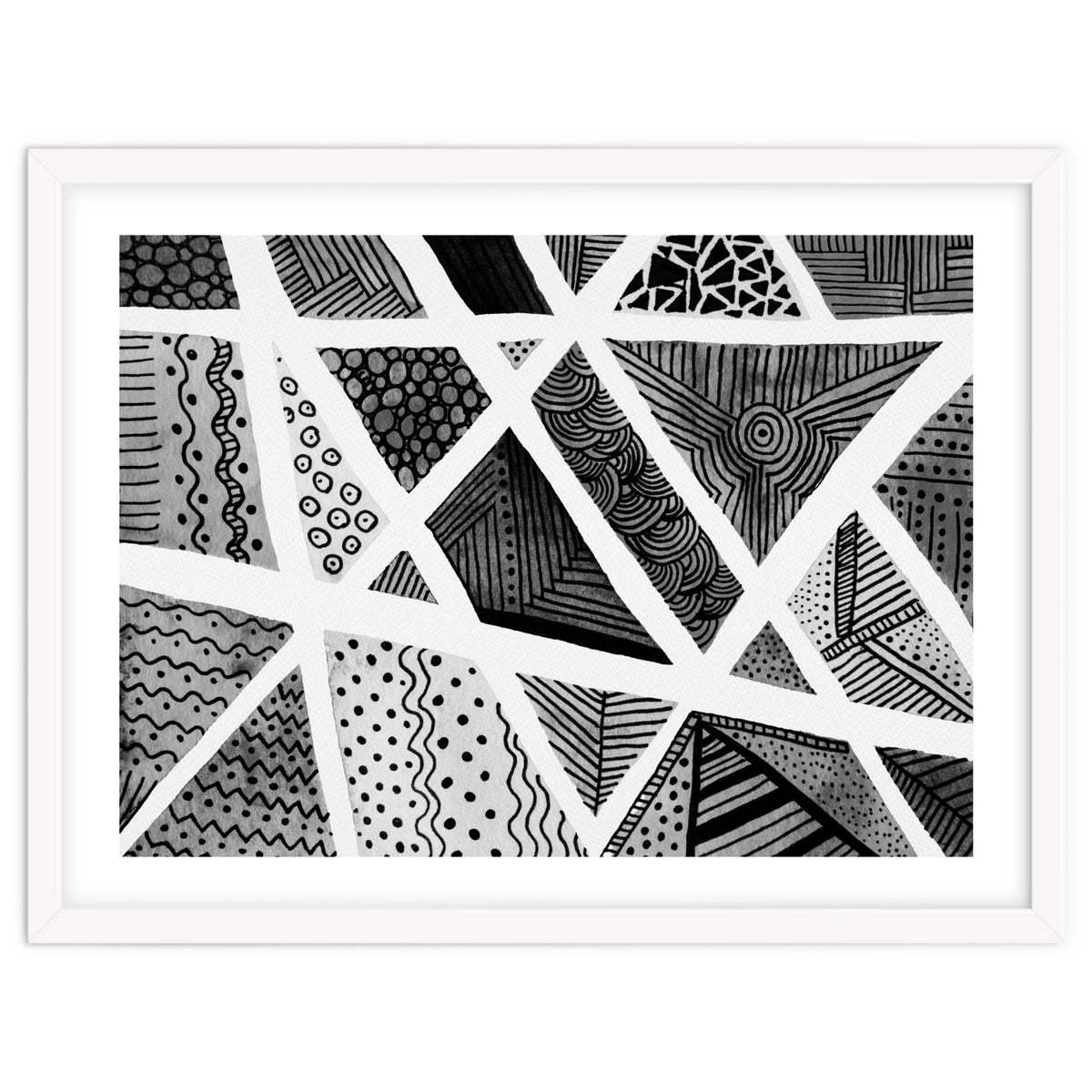 Geometric doodle pattern in black and white
