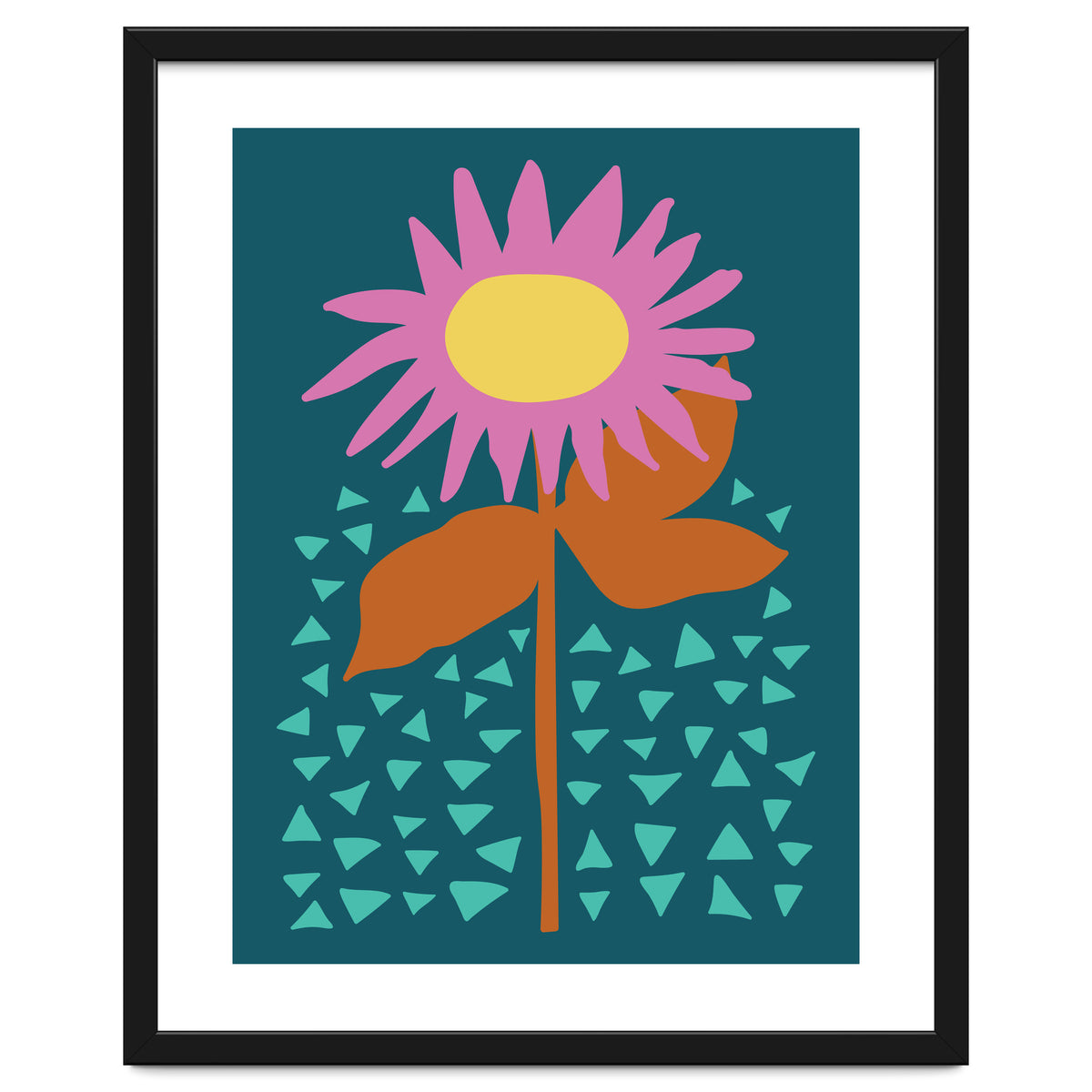 Pink Flower on Teal