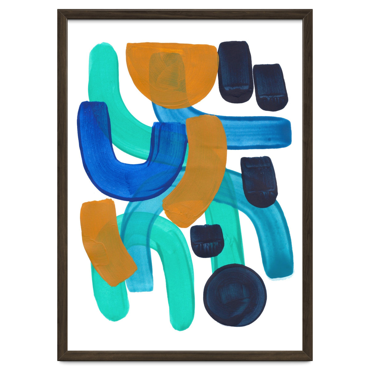 Fun Colorful Blue Turquoise Shape Yellow Accent