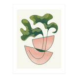Two Abstract Plant Leaves In A Geometric Vase (Print Only) thumbnail