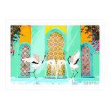 Moroccan Courtyard | Heron Animal Wildlife & Ethnic Vintage Architecture | Royal Fountain Palace (Print Only) thumbnail