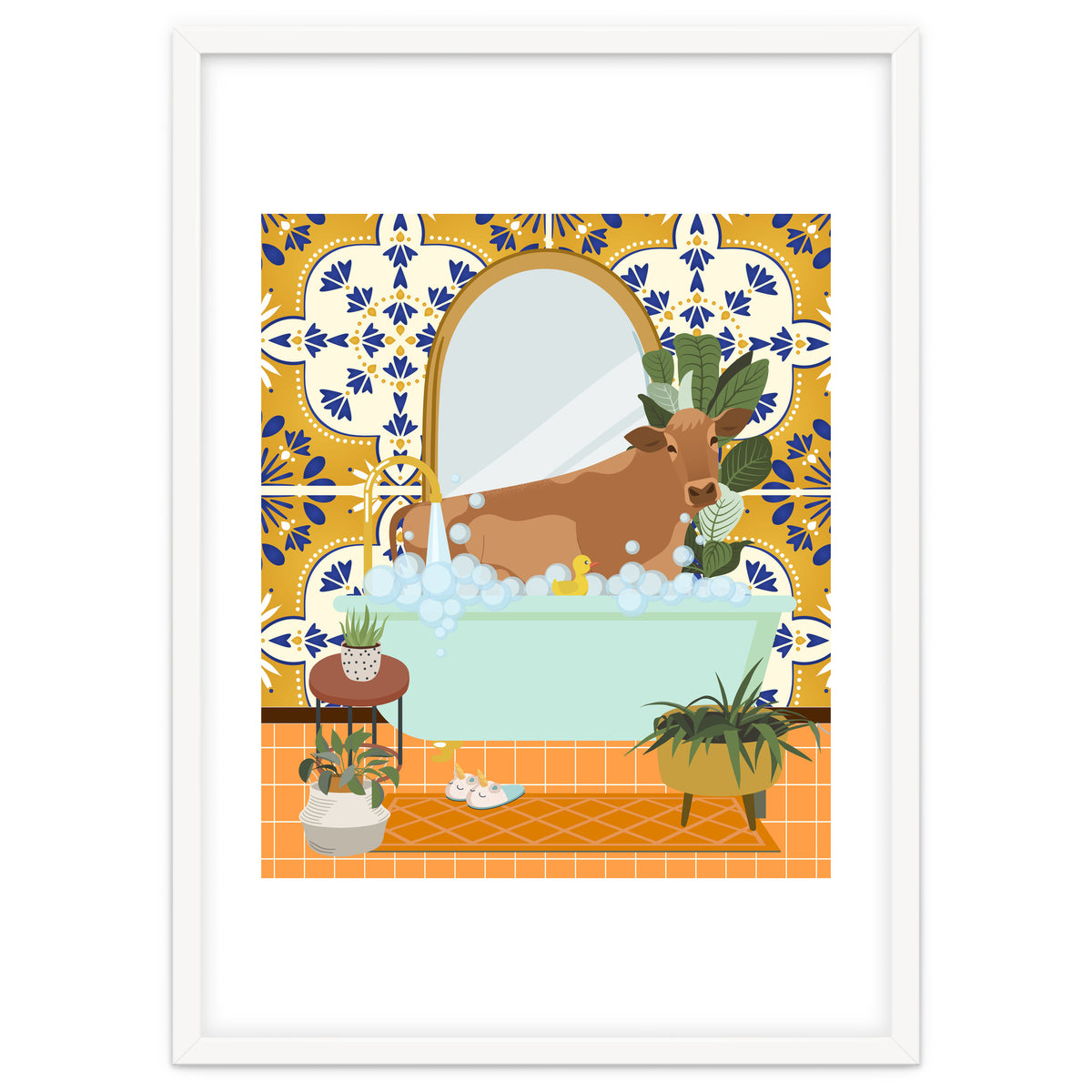 Cow Bathing in Moroccan Style Bathroom