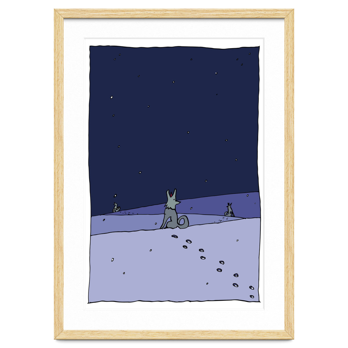 Dogs in Winter Night