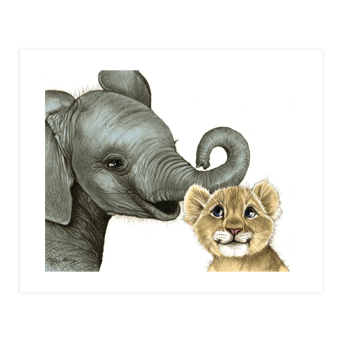 Best Friends, Elephant and Lion (Print Only)