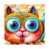 Chaotic and Colorful Fantasy Cat sticking out its Tongue (Print Only) thumbnail